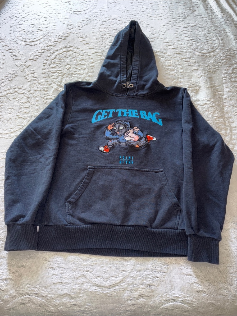Point Blank Black GET THE BAG Embroidered Hoodie *Missing Draw String* EUC S